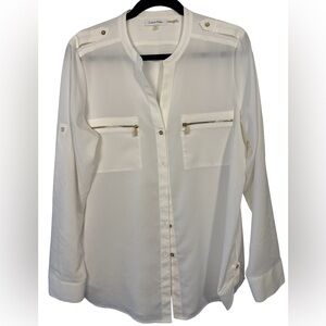 Calvin Klein White Blouse Size L